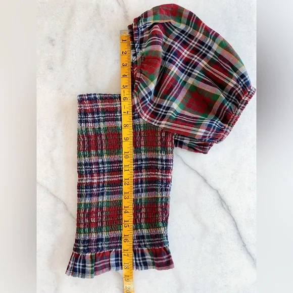 ❌SOLD❌ American Eagle Maroon Plaid Smocked Puff-Sleeve Blouse - Picture 4 of 9